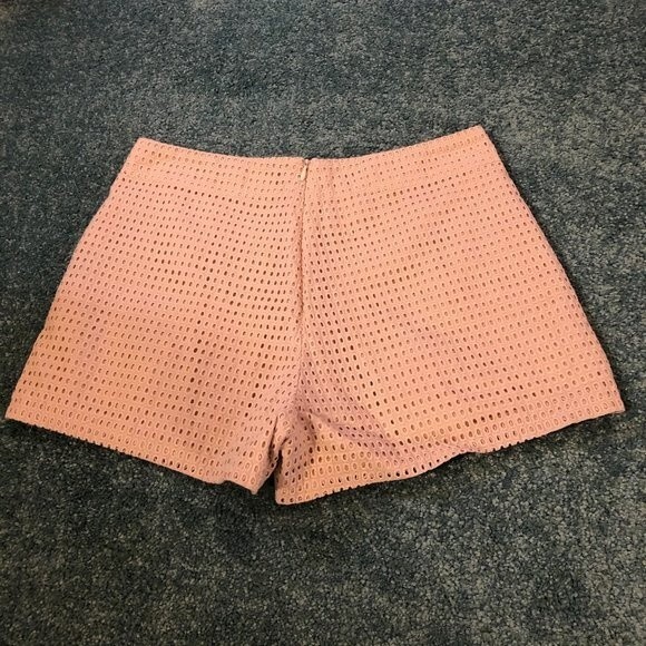 Ark & Co. Eyelet Lace Overlay Dress Shorts S SM Small Light Pink Ivory Cream Zip - Picture 2 of 8